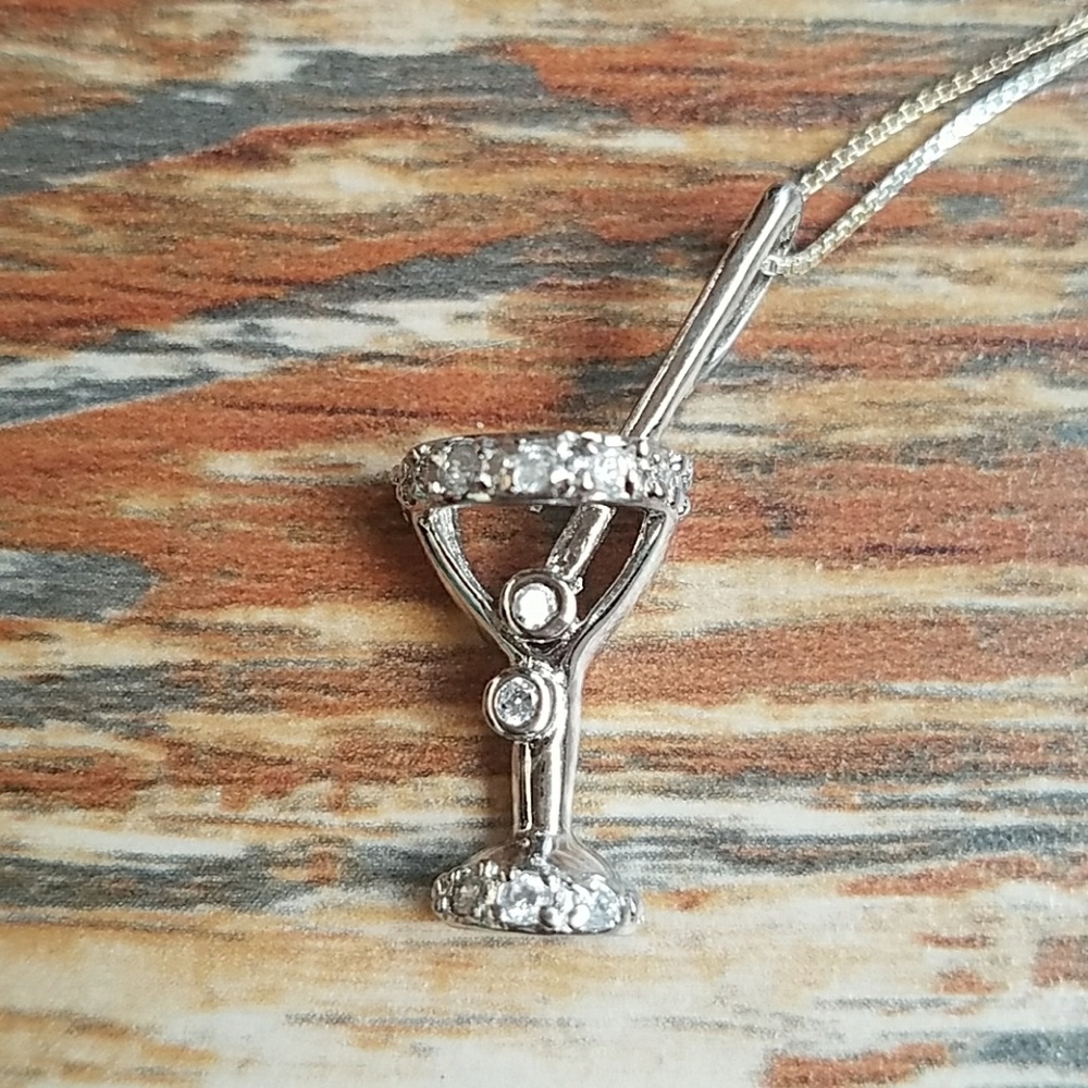 SALE  Sterling cubic zirconia martini pndt